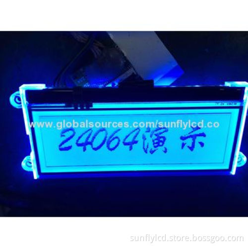 STN blue 240x64 graphic LCD, RGB, 3 color back-light with resistive touch panelNew